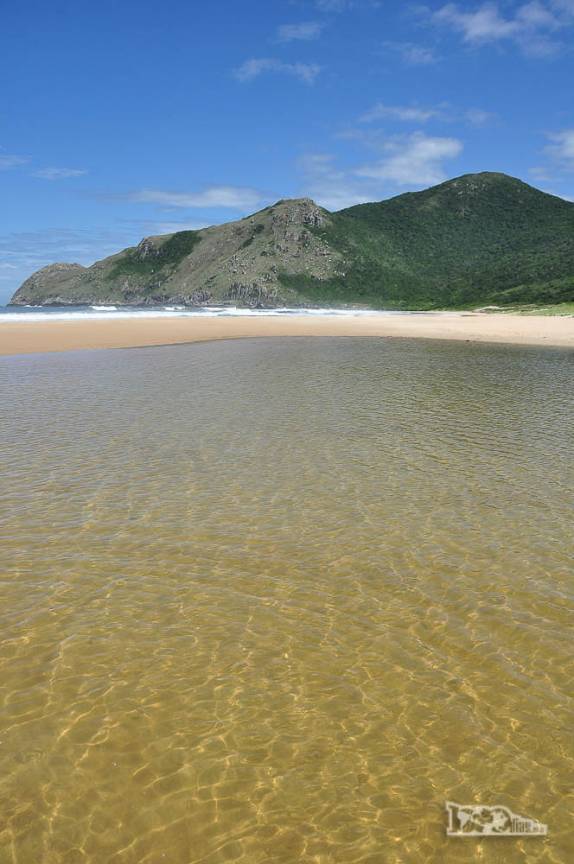 A água cristalina da lagoa da praia da Lagoinha do Leste, na costa sul de Florianópolis, em Santa Catarina